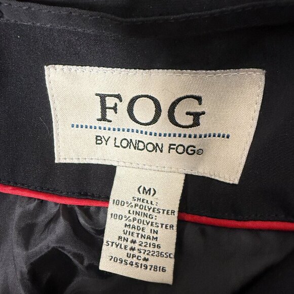 London Fog Black Toggle Trench Coat Removable Hood Size Medium - Picture 2 of 9